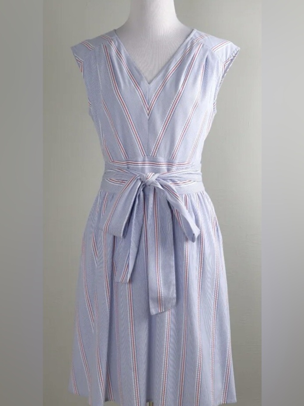 Vineyard Vines Light red white and Blue Striped Wrap Dress
